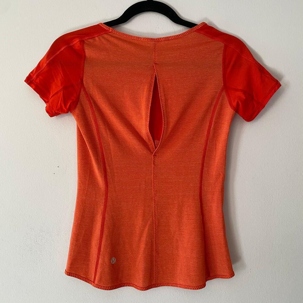 Lululemon Coral Orange Fast Track Short Sleeve Tee Athleisure Women's size 2 - Picture 6 of 9